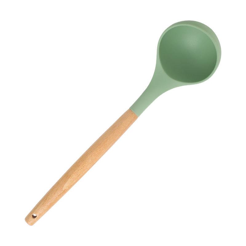 1Pcs Silicone Kitchenware Non-stick Cooking Utensils Cookware Spatula Egg Beaters Shovel Wooden Handle Kitchen Tool Accessories