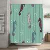 Seahorse Print Shower Curtains Bath Tissue Storage Bag Waterproof Home Decoration Bathroom Accessories Decorative Set
