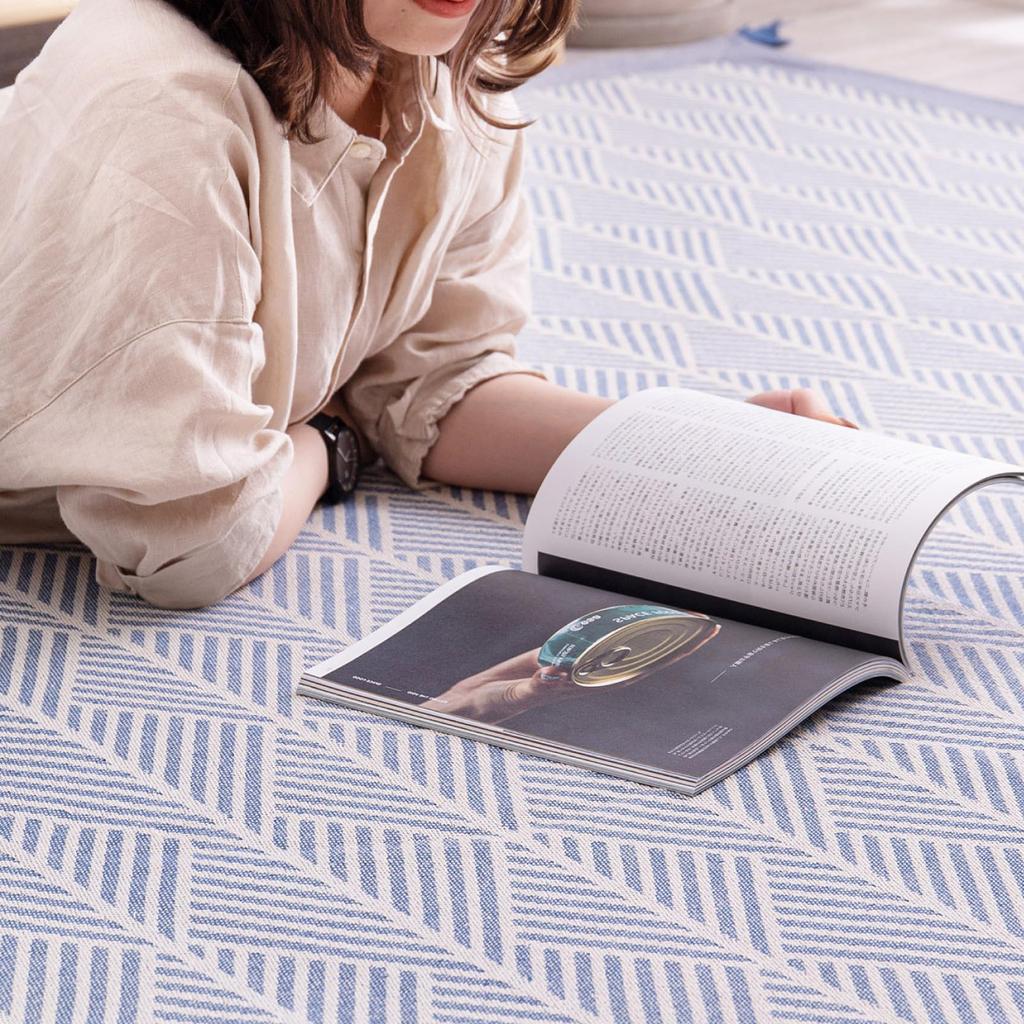 Hagiwara "Terra" Rug, Black, Approx. 185 x 240 cm, Machine Washable, Non-Slip, 100% Cotton, Geometric Pattern, with Tassels