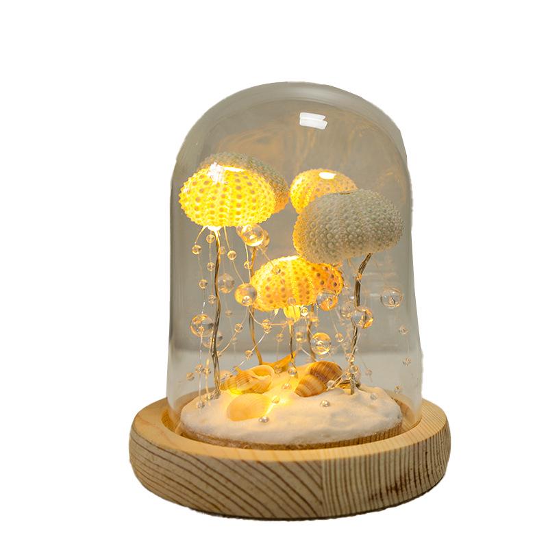 DIY Sea Urchin Night Light Kit with Luminous Base and Shell Accessories - Creative Decorative Lamp.