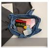 New Japanese Style Denim Tote Bag for Women Large Capacity School Commute Shoulder Handbag Casual Denim Purse