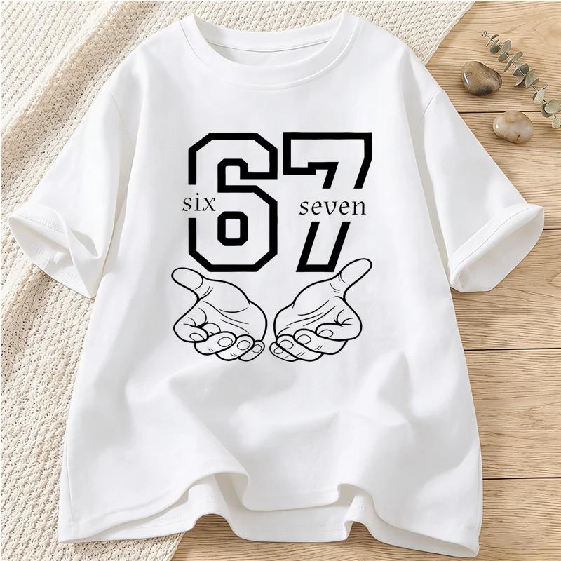 Number 67 Hand Print Tshirts for Unisex Women Summer Casual Short Sleeve Tee Shirt Fashion Round Neck Aesthetic Tops TShirts S