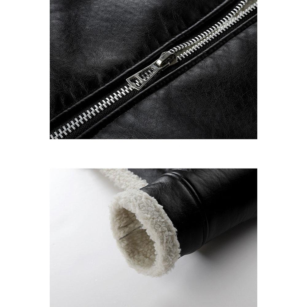 Autumn and Winter Men's Leather Jacket Youth Leather Jacket Velvet Thickened Lapel Casual PU Leather Jacket