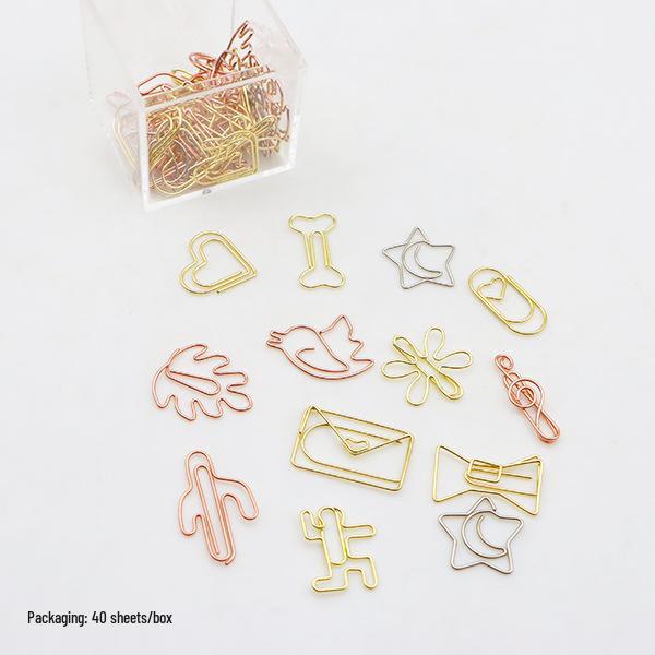 Creative Blue Metal Paper Clips: Versatile Shapes for Office and Bookmarks