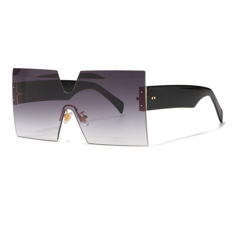 Rimless Oversized Sunglasses Women For Men Luxury Brand Designer Vintage Sunglasses Popular Rivet Shades Uv400