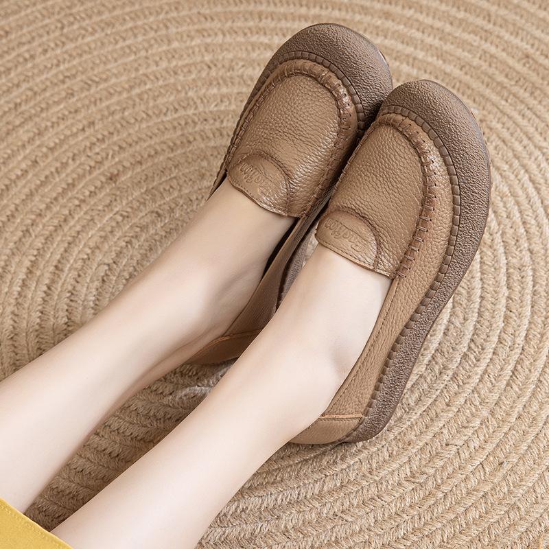 Genuine leather beef tendon soft-soled women's shoes, mother pedals, new soft leather shoes, comfortable and super soft single shoes