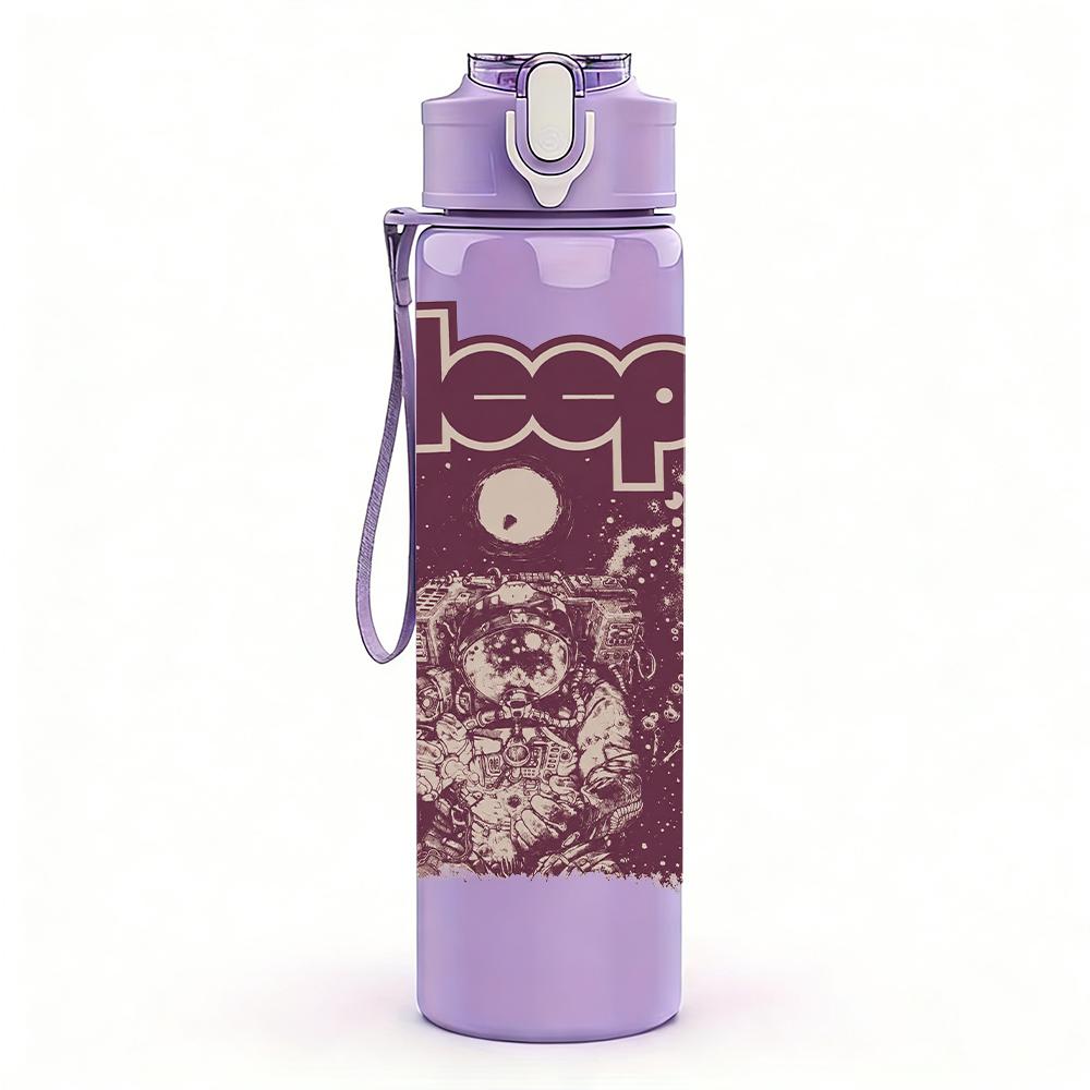 1PC Dark Maroon Vintage Floral Swirl Print 750ml Portable Sports Water Bottle Leakproof Gym Outdoor Travel Drink Cup