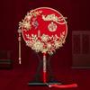 Tassels Phoenix with Pendant Handheld Bridal Group Fan Hand Bouquets Chinese Fan Embroidery Fan