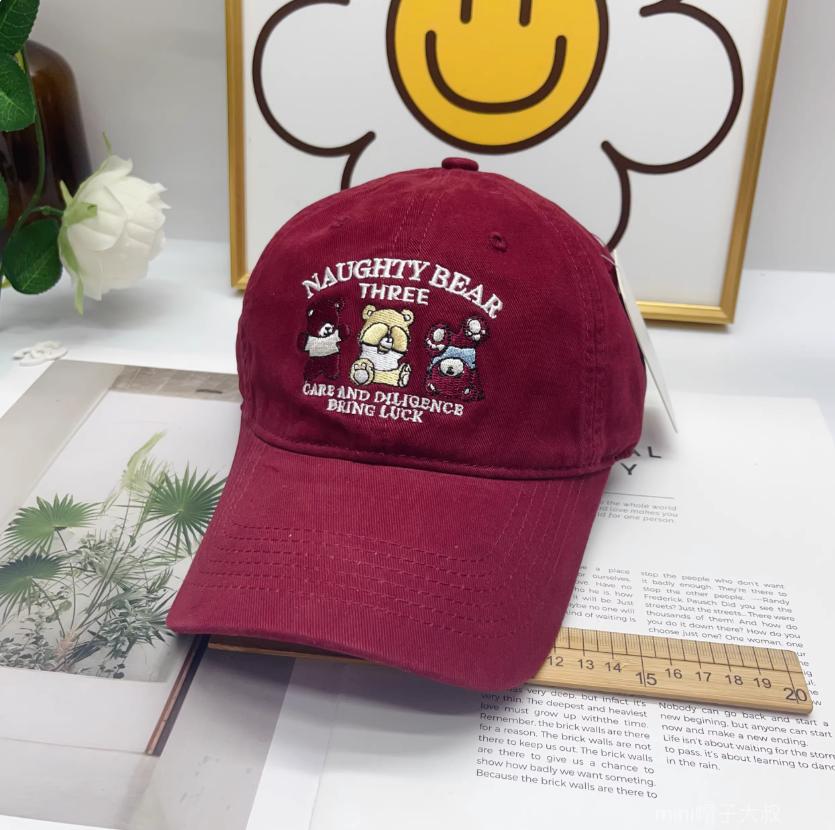 Women's Cotton Baseball Cap Letter Embroidery Color Block Design Korean Retro Style Cute Outdoor Casual Hat