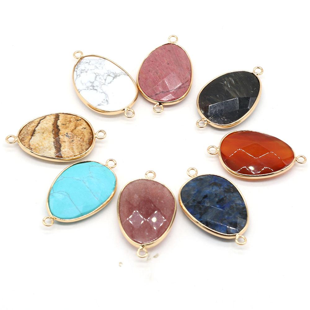 1Pc Reiki Healing Crystal Connector, Energy Natural Stone Gemstone Pendant Connectors for Jewelry Making DIY Necklace Bracelet Accessories Crafts