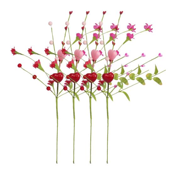 Umělé stonky bobulí na Valentýna Růžové Červené Bobule ve tvaru srdce Větvičky na Valentýna Svatba Oslava výročí Stůl Domácí dekorace