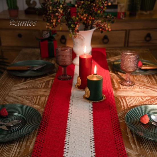Table Runner for Family Gatherings Boho Striped Runner, Fringed Edge Cotton Linen Rustic Natural Woven Kitchen Farmhouse Dining Table, Home