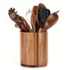 Extra Large Acacia Wood Utensil Holder - 360° Rotating Countertop Organizer, 19.3cm Kitchen Storage for Spoons, Whisks