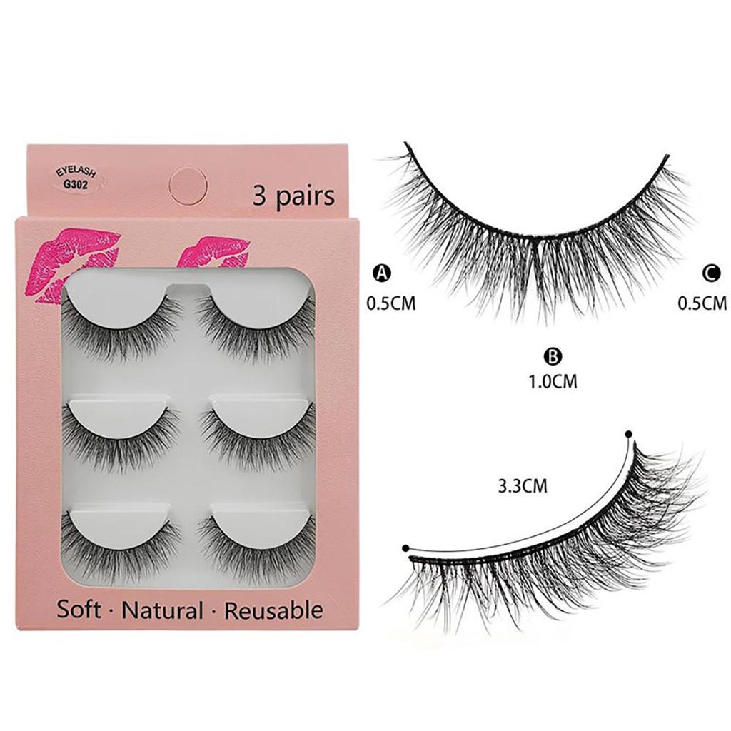 3 Pairs Of Natural Thick New 3D Imitation Mink False Eyelashes 10 Styles