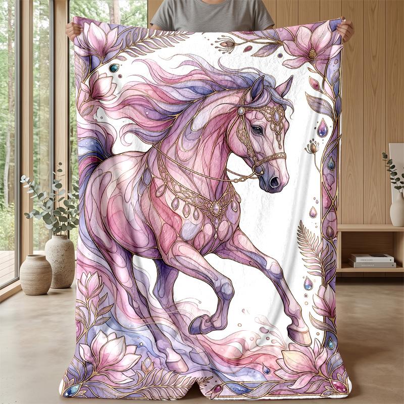 Fantasy Horse Garden Theme blanket Lightweight Warm Flannel Blanket Decorative Throw Blanket for Home Decoration