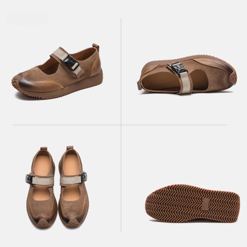 Johanature Retro Lightweight Flats Genuine Leather Casual Comfort Versatile Women's Shoes