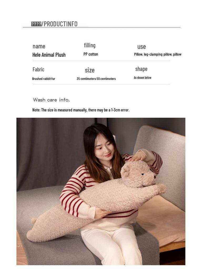 Roztomilý kreslený králík Válcový polštář na tělo - Plyšová opěrka zad a podpora pro spaní pro ženy