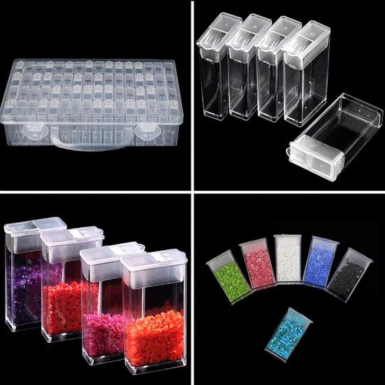 32/64 Grid Transparent Visible Organizer Bead Handle Separate Grids Diamond Painting Rhinestone Storage Box