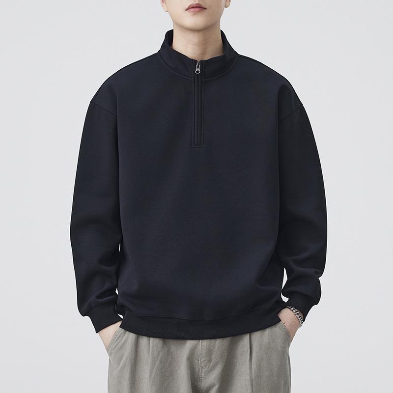 Men's Heavyweight Half-Zip Fleece Hoodie - 2025 American Style, Thickened Loose Fit, Trendy Casual Outerwear
