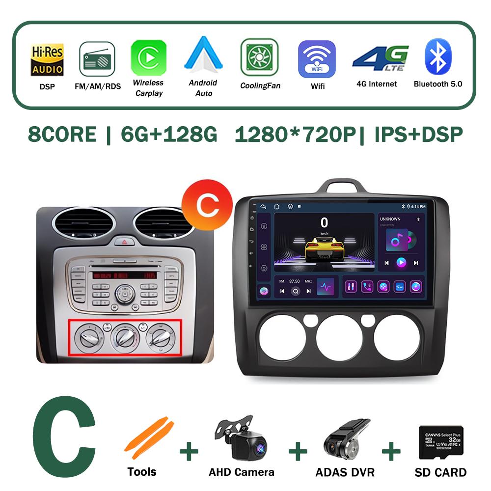 XSW3 9 Inch Wireless CarPlay Android Auto Radio for Ford Focus 2 Mk2 2004 - 2011 Car Multimedia Video Stereo Player GPS WIFI