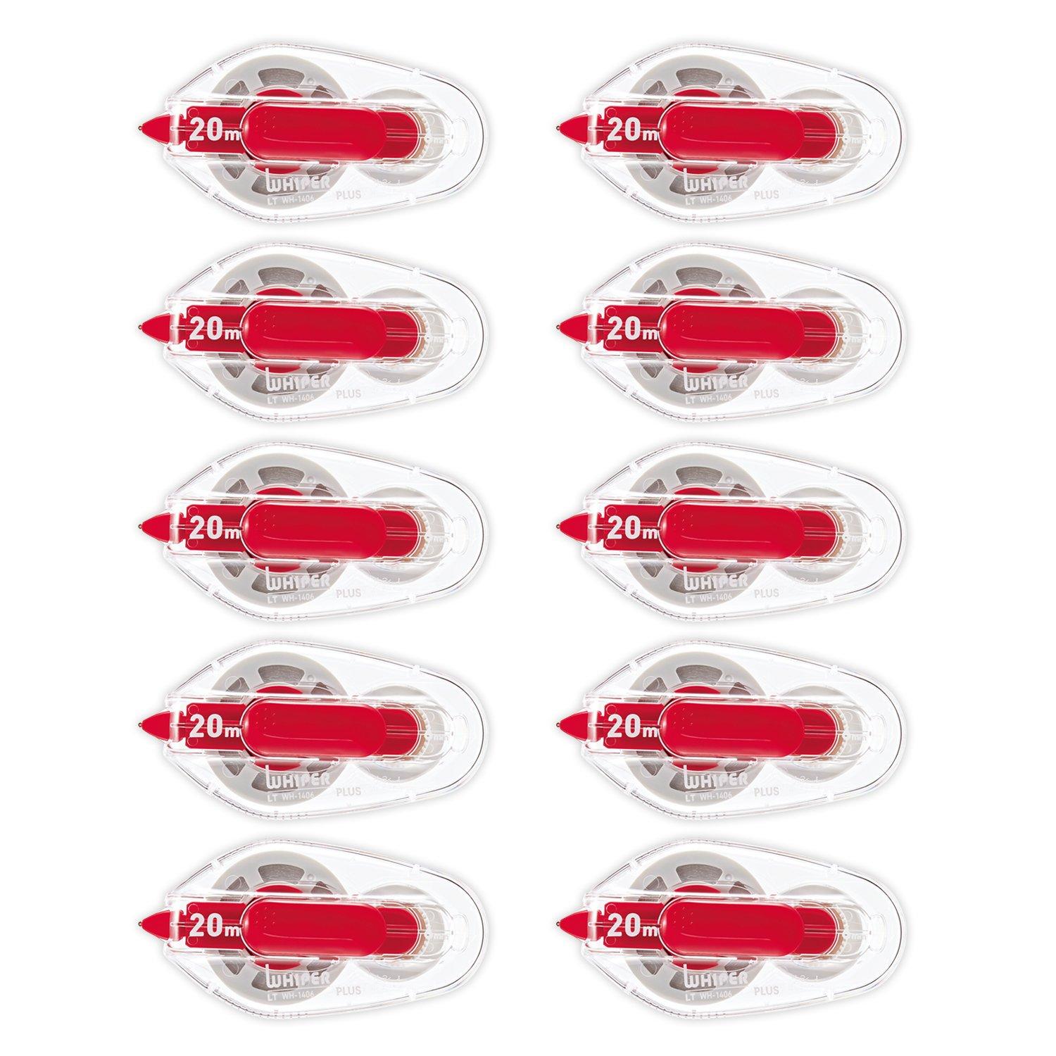 Корректирующая лента Plus Whiper LT 6 мм x x 10 20 м, упаковка 10 шт., Одноразовая, Красная, 49-572
