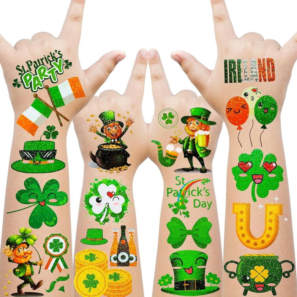 St Patricks Day Luminous Temporary Tattoos, Irish Festival Glow In The Dark Tattoos, St Patrick'S Day Accessories Clover