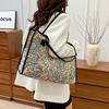 Large capacity fresh floral canvas tote bag 2025 new trendy fashion versatile shoulder bag shopping tote bag