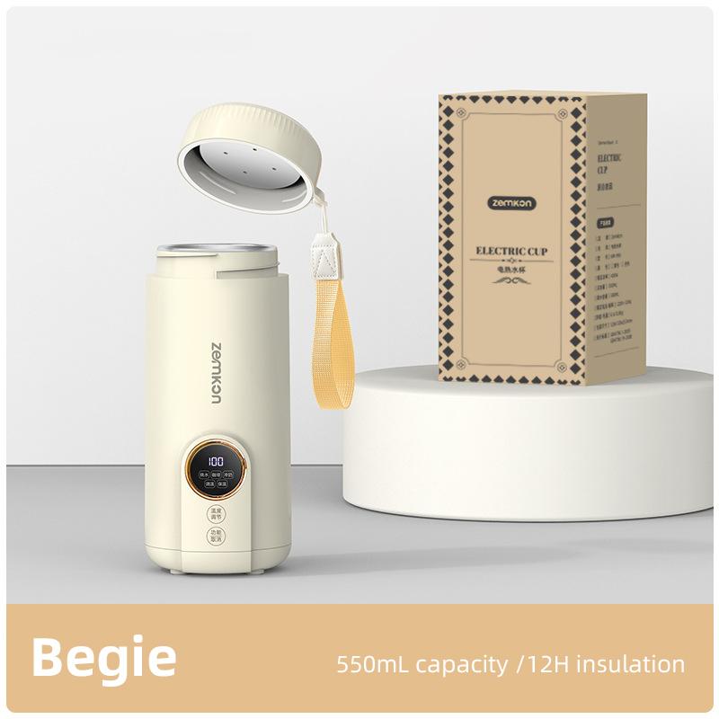 

Электрический чайник 550 мл, портативная нагревательная чашка, многофункциональный чайник для кипячения воды, умный чайник с регулируемой температурой, 220 В EU бежевый