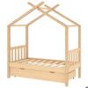 VidaXL Cadre de Lit d'enfant avec Tiroir Cabane de Lit d'enfant Sommier à Lattes Chambre à Coucher Maison Intérieur 70x140 322145