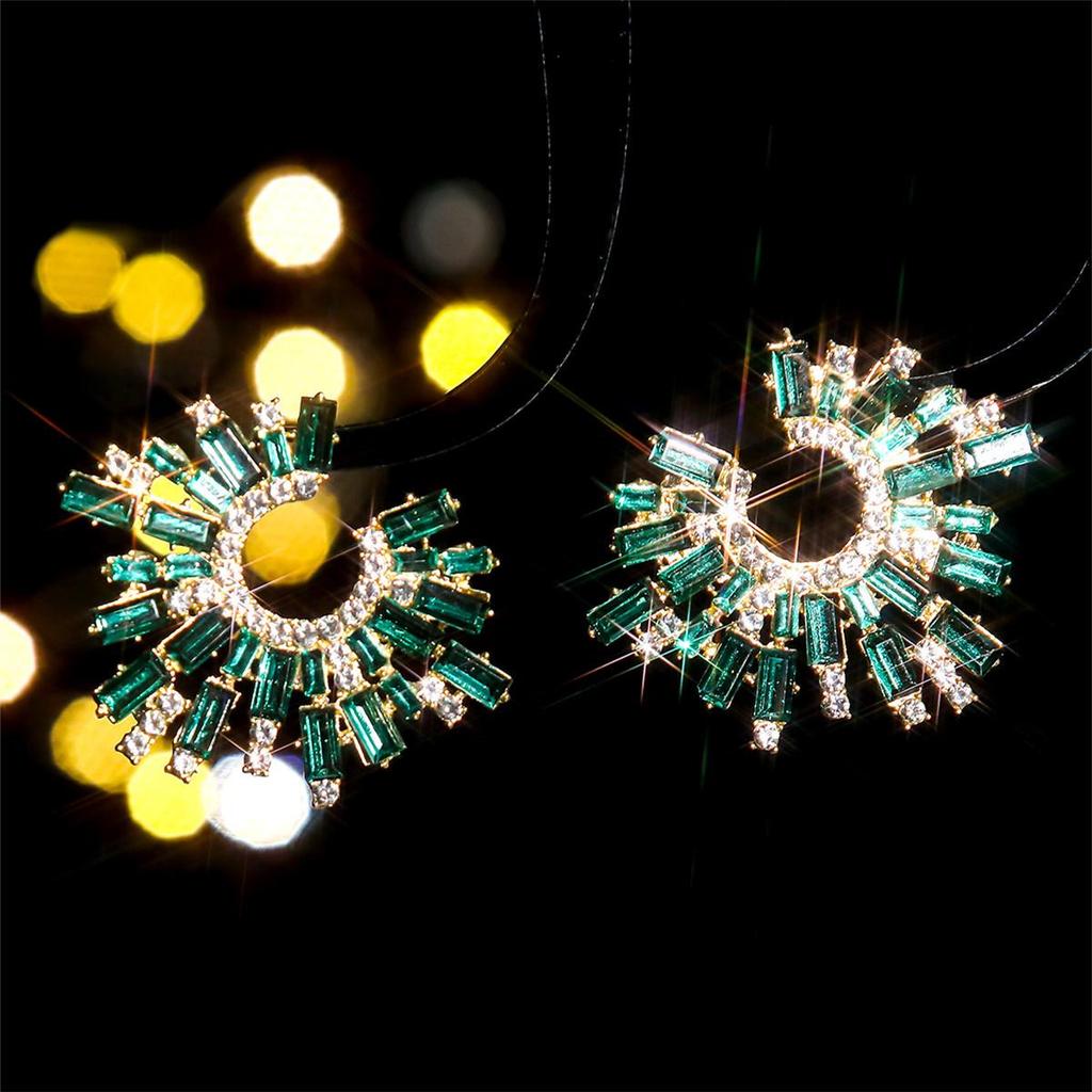 European and American Luxury Colorful Rhinestone Flower Stud Earrings for Women