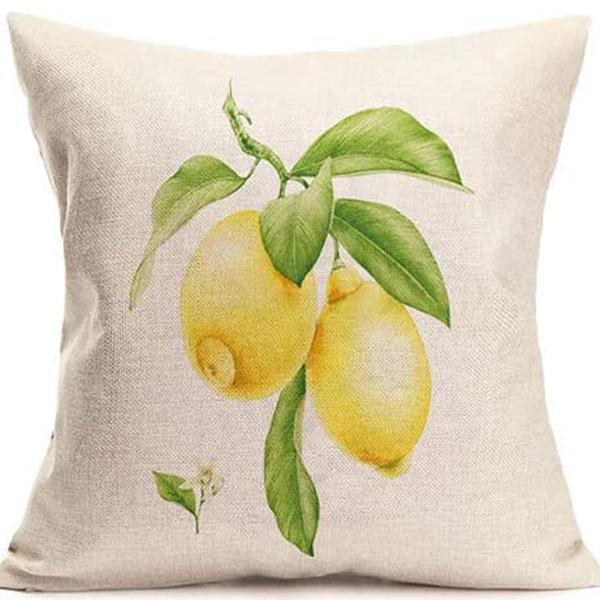 Nowa Nordycka Poszewka na Poduszkę z Lnu - Letni Nadruk Owocowy Poszewka na Poduszkę na Sofę