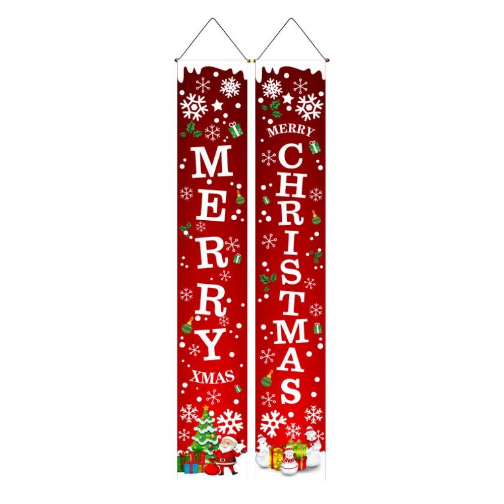 Foldable Christmas Porch Door Banner Polyester Santa Claus Hanging Couplet  Spring Festival