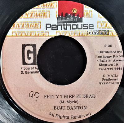 7inch Record BUJU BANTON - Petty Thief Fi Dead NONE Penthouse Vinta Jamaica Reggae, Ska & Dub Used