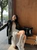 French lace v-neck suspender dress women's summer vacation irregular skirt white beautiful waist mid-length dress