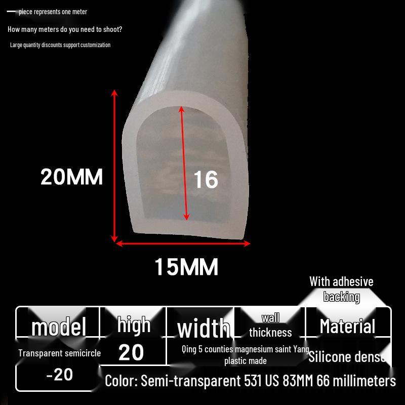 Samolepicí silikonový těsnicí profil ve tvaru D: Vysokoteplotně odolná, nárazuvzdorná, zvukotěsná, průhledná těsnicí lišta na dveře a okna.