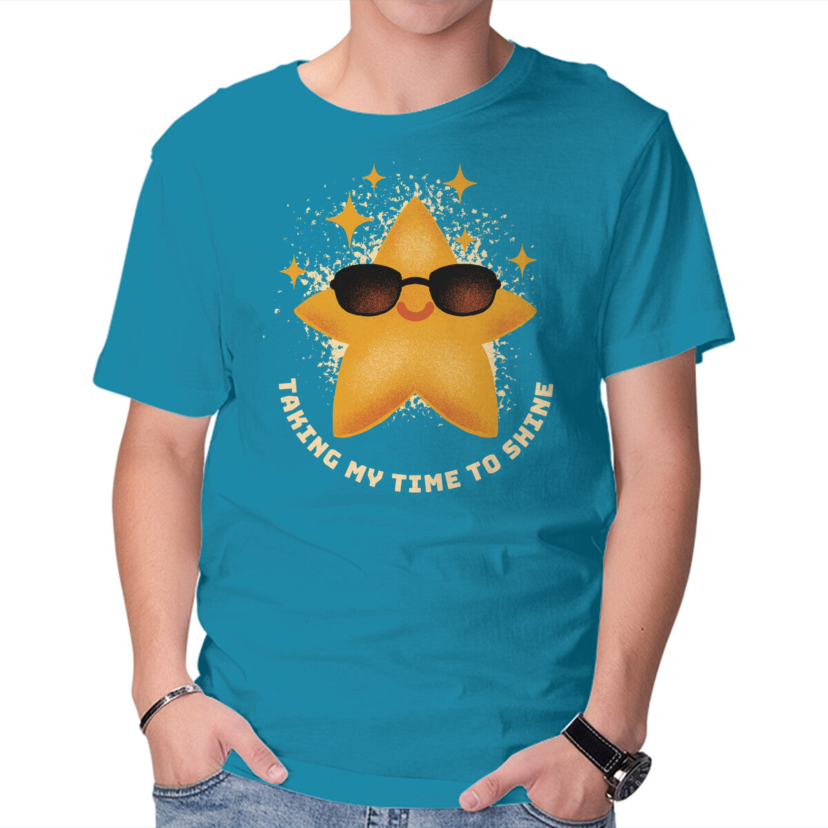 Unisex Crew Neck T-Shirt Taking My Time To Shine Graphic Short Sleeve Casual Tee L
