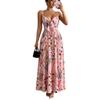 Women's Colorful Floral Print V-Neck Spaghetti Strap Dress