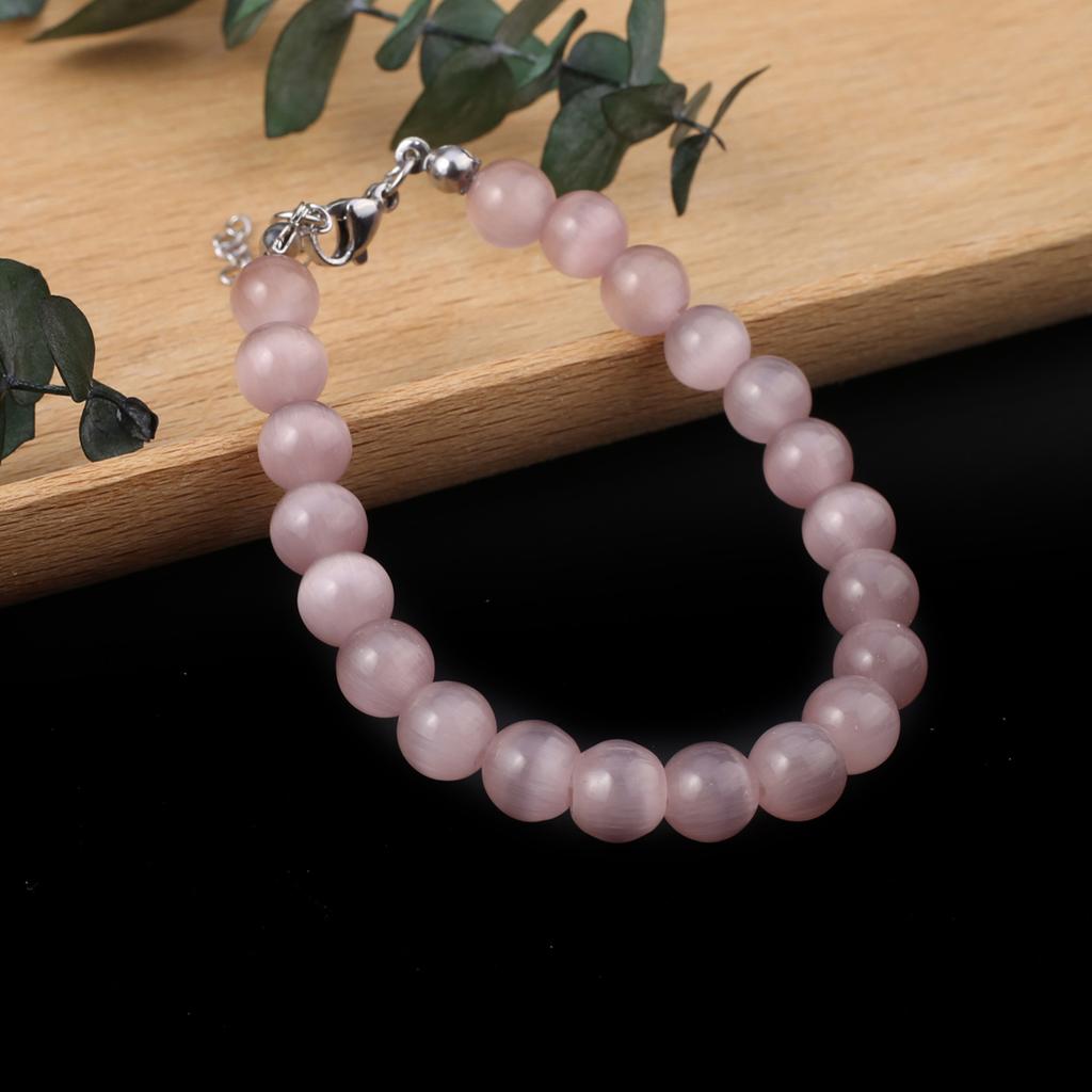 Γυναικείο Βραχιόλι Φυσική Πέτρα Χάντρες Μάτι της Γάτας 8X8 MM Γούρια Για Γυναίκες Ρομαντικό Δώρο Γενεθλίων