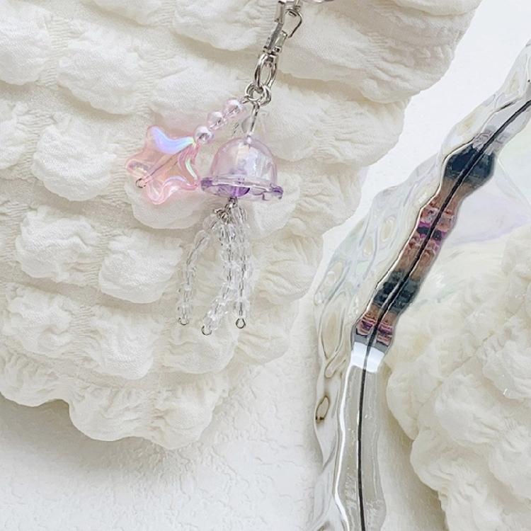 Stylish Jellyfish Starfish Fish Beaded Keychain Charm With Acrylic Bag Pendant Keychain Keyring for Elegant Women