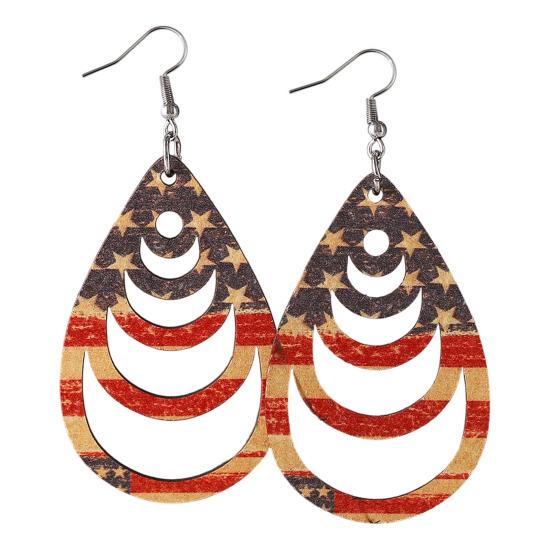 1 Pair Hollow Drop Earrings for Women, Fourth of July Independence Day Earrings, American Flag Stars Stripes Design Hook Earrings