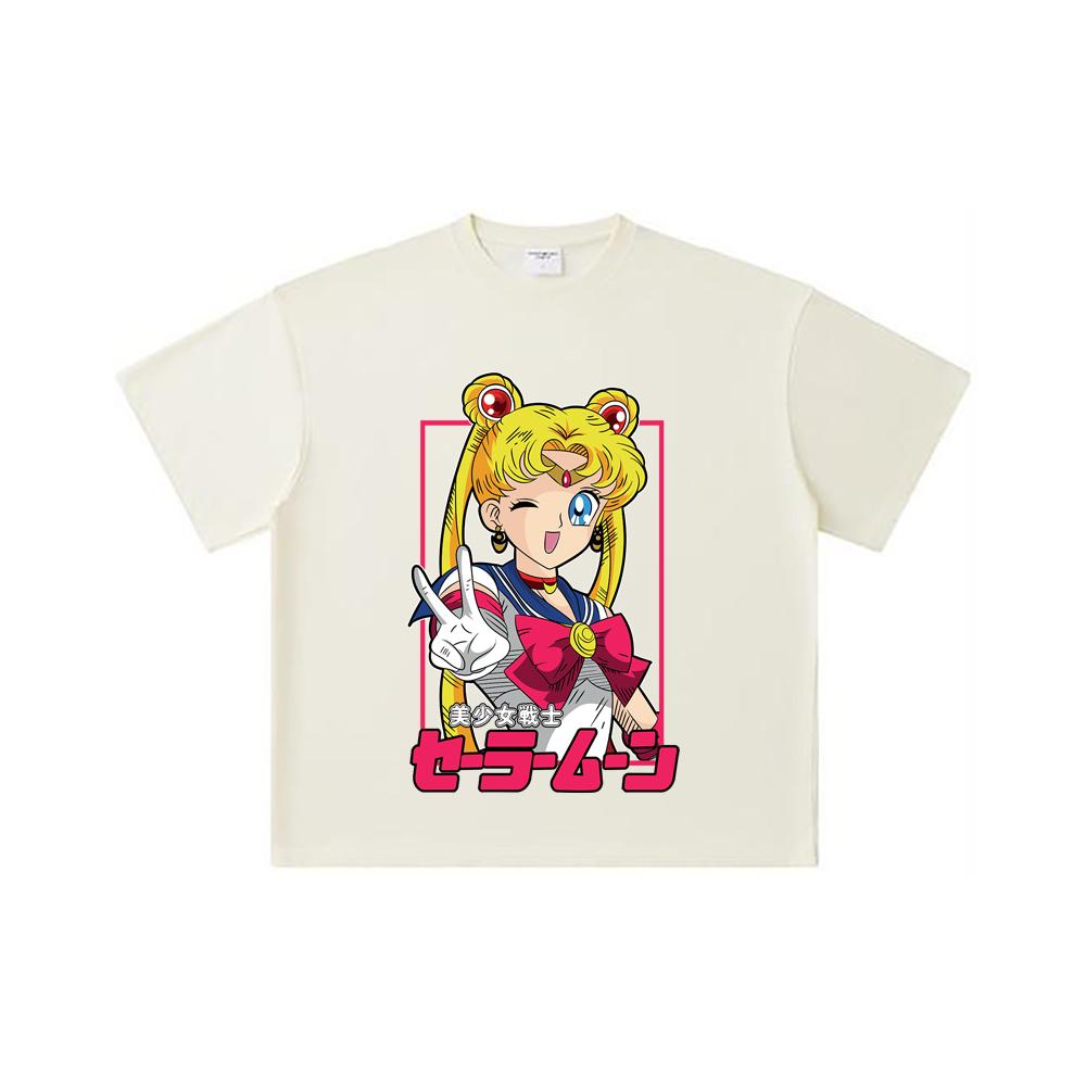 

Хлопковая футболка унисекс с принтом Minako из Sailor Moon V9, 260 г/м², двойная пряжа, 32 нити, 100% хлопок, плотная S абрикосовый