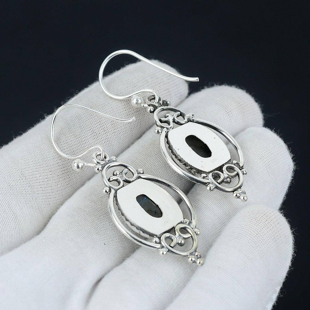 Echte Labradorit Ohrringe, Labradorit Silber Ohrringe, Ovale Stein Ohrringe, 925 Sterling Silber Ohrringe, Edelstein Ohrringe, Baumeln Ohrringe