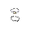 Stacking Irregular Texture Two-Piece Couple Ring Niche Frigid Wind Ring Fashion Open Ring Female