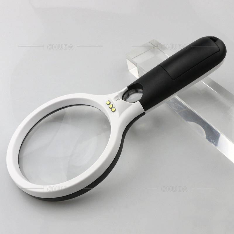 Handheld Magnifying Glass 120Mm for Elderly Reading and Appreciation 4Led Magnifying Mirror Female Double Mirror Surface