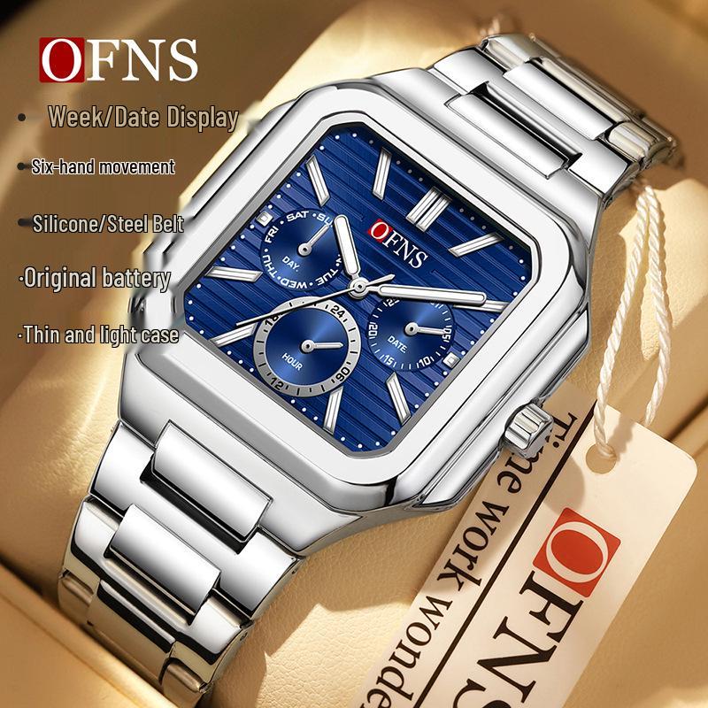 OFNS Men's Luxury Square Quartz Watch - Business Niche Design, Luminous, Waterproof.