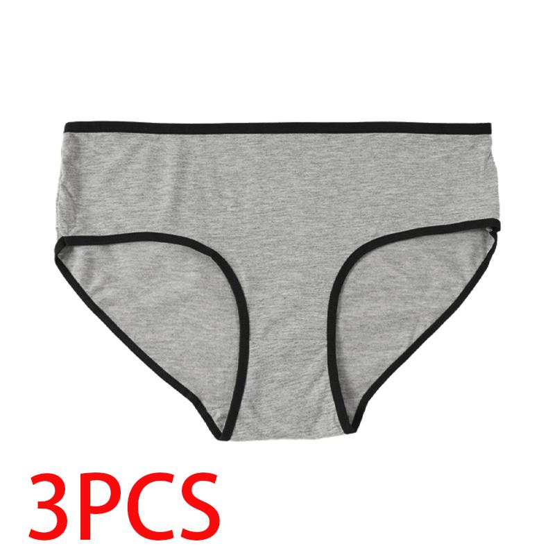 3PCS Cotton Underwear For Women Seamless Solid Color Mid-waist Panties Girls Students Large Size 3XL Briefs