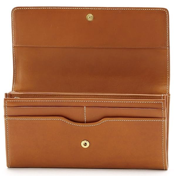 Flap Long Wallet Cutwork Brown [Genten]