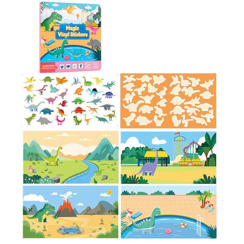 

Многоразовые милые наклейки для сцены, сделай сам, пазл, книги с волшебными наклейками, мультяшные животные, обучающие и познавательные игрушки для детей, подарок