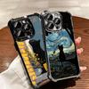 Black Cat Aesthetic Pattern Plating Phone Case For Iphone 16 17 Pro Max Air 16E 14 15 Plus 12 13 Mini Anti-Fall Airabag Cover