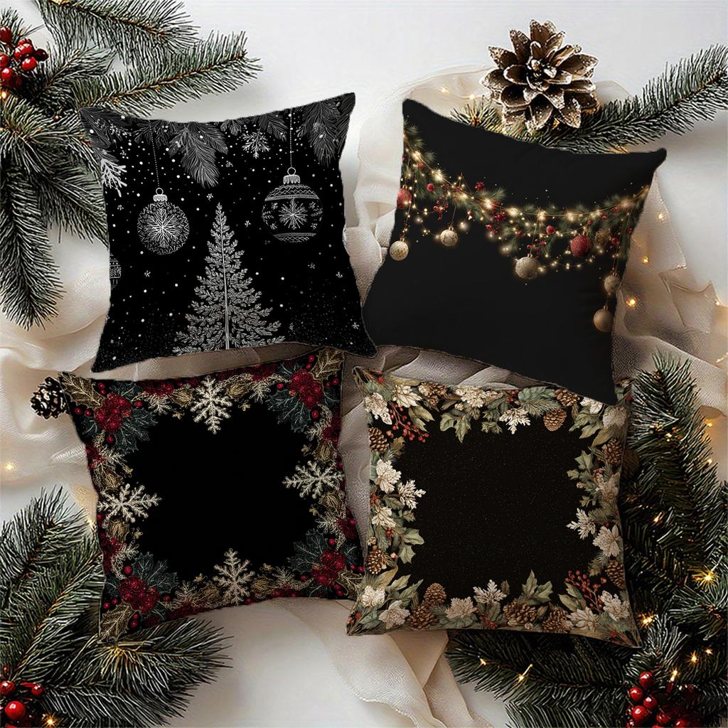 Festive Snowflake & Tree Pillowcasesuitable For Sofa Car Bedroom Decorative Cushion Cover Pillow Cover